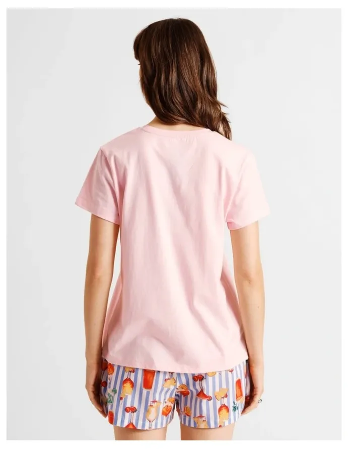 Soho Essentials Short Sleeve Short PJ Set in Summer Cocktails Print