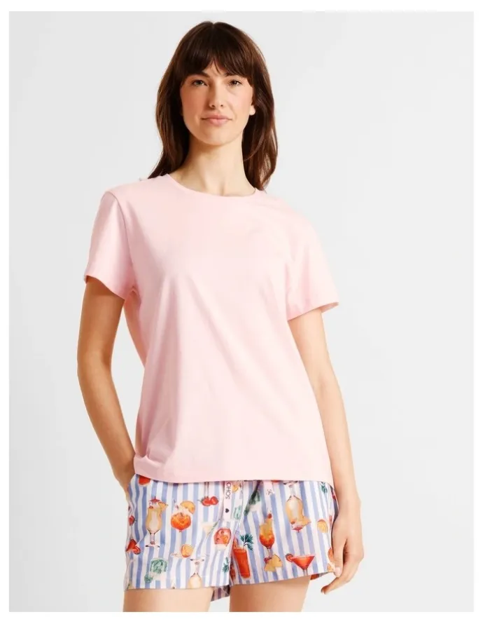 Soho Essentials Short Sleeve Short PJ Set in Summer Cocktails Print