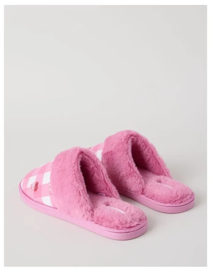 Soho Harbin Slipper in Pink Cherry/ Bow Print