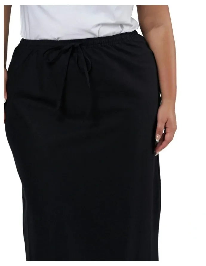 Something 4 Olivia Olsen Linen Midi Skirt in Black