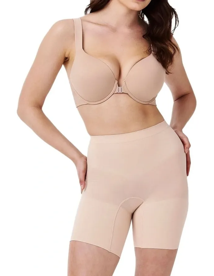 Spanx Sculpt Seamless Power Mid-Thigh Short In Beige