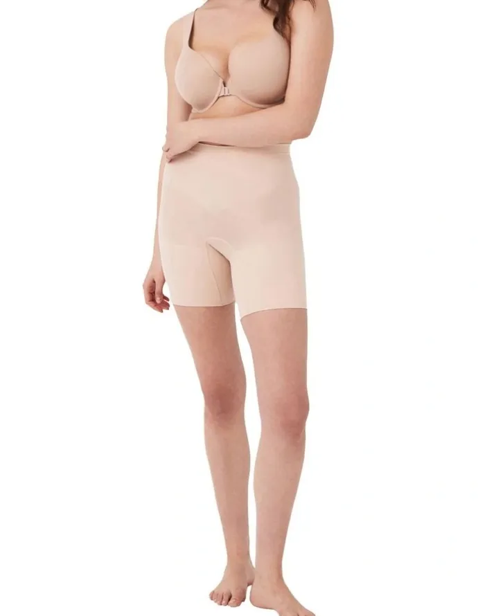 Spanx Sculpt Seamless Power Mid-Thigh Short In Beige