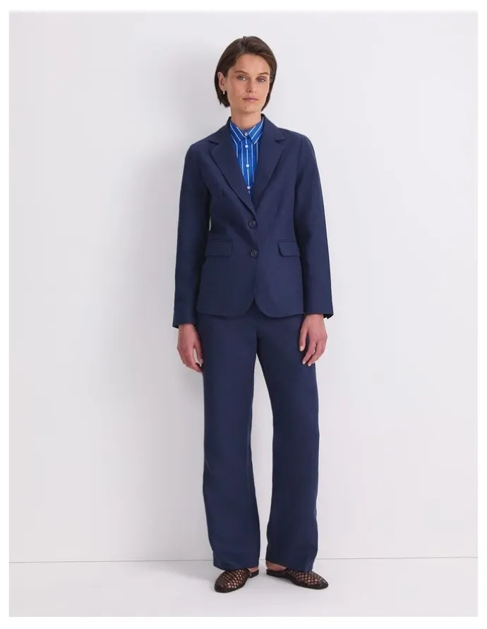 Sportscraft Freya Short Linen Blazer in Navy