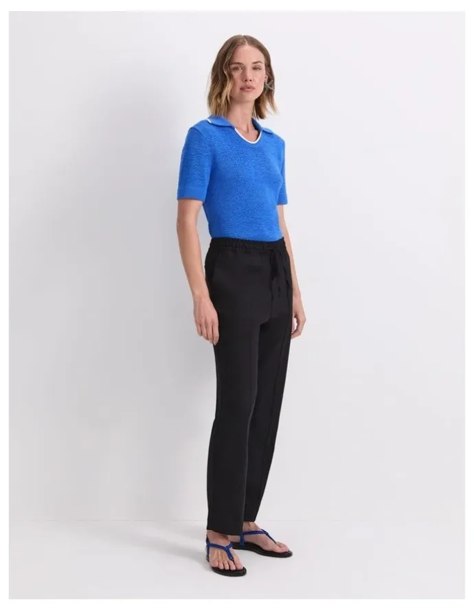 Sportscraft Rosa Tapered Linen Pant in Black
