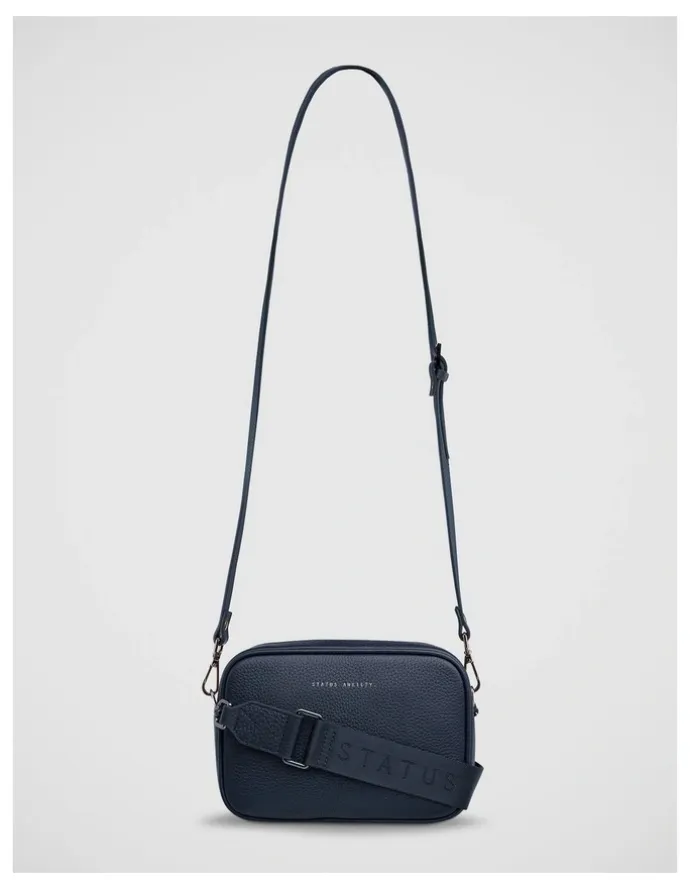 Status Anxiety Plunder Crossbody Bag with Dual Straps in Midnight Blue
