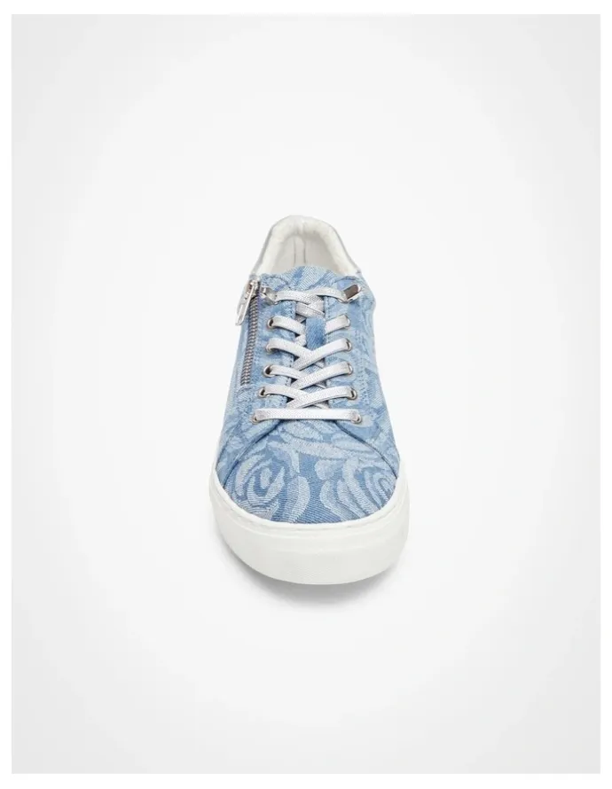 Taking Shape Denim Floral Sneaker in Blue