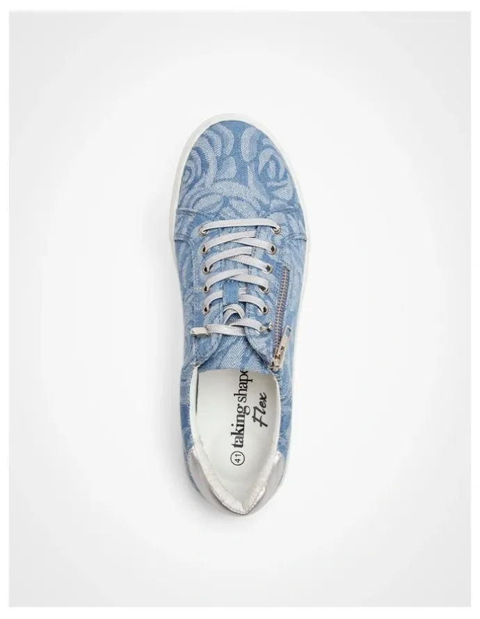 Taking Shape Denim Floral Sneaker in Blue