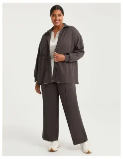 Taking Shape Luxe Touch Drawstring Zip Jacket Espresso