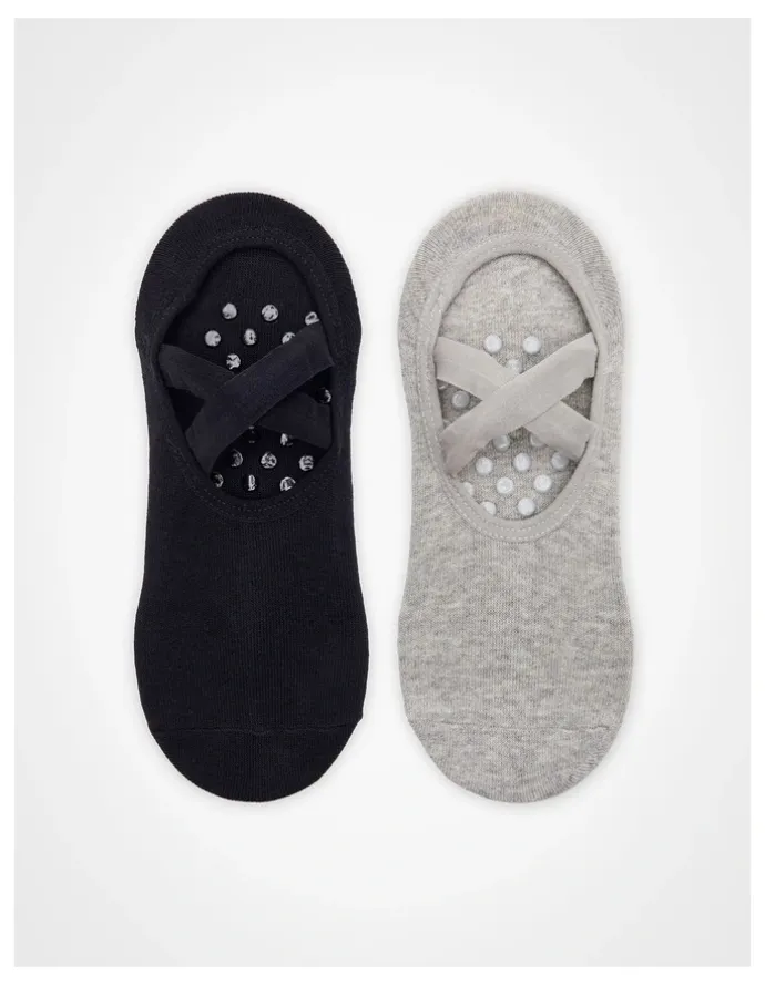 Taking Shape Non Slip Grip Cotton Socks 2 Pack in Multi