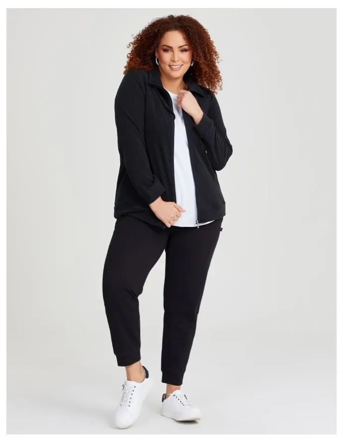 Taking Shape Polar Fleece Zip Front Jacket in Black