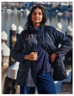 Taking Shape Relaxed Metal Trim Detail Jacket in Navy