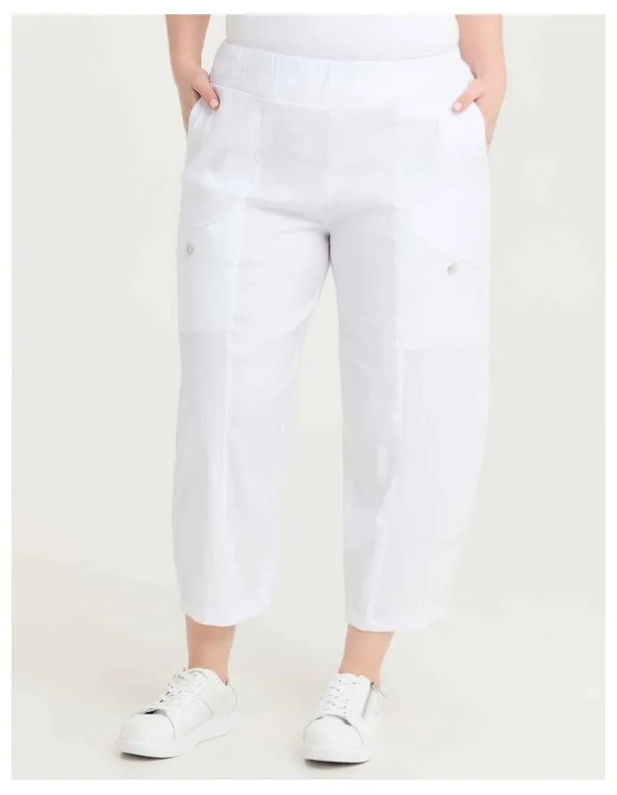 Taking Shape Stretch Linen Lantern Crop Pant Black