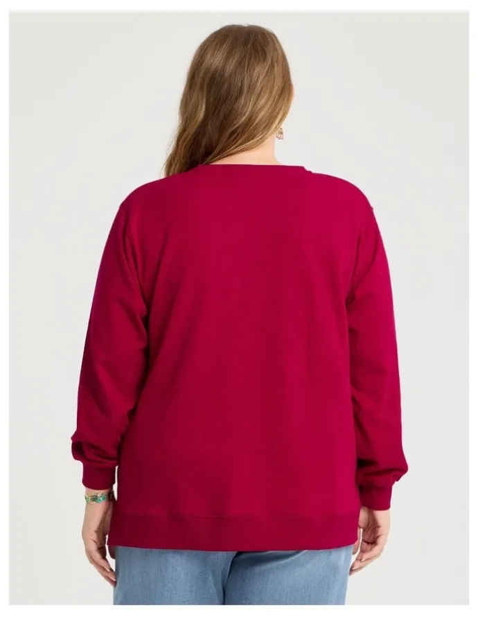 Taking Shape Boyfriend Tunic Sweat in Ruby Red