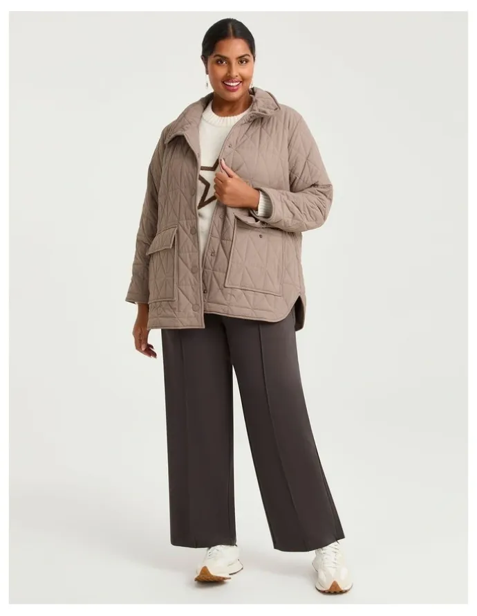 Taking Shape Quilted Puffer Jacket Mocha