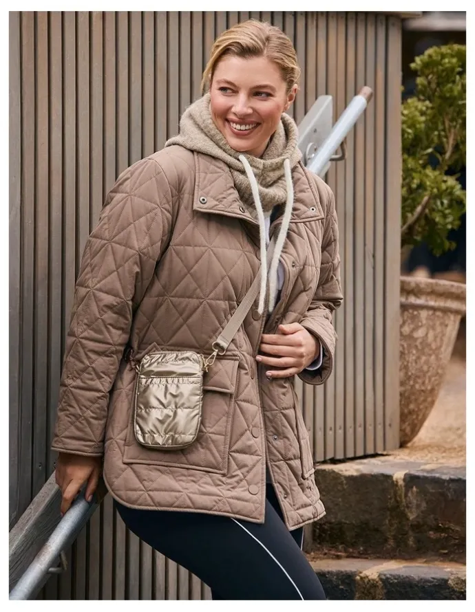 Taking Shape Quilted Puffer Jacket Mocha