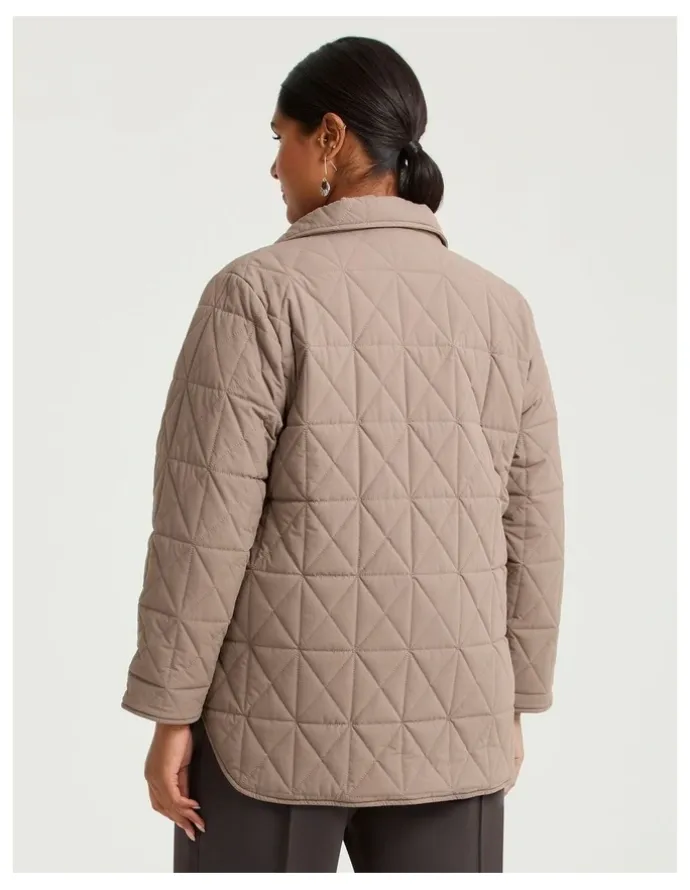 Taking Shape Quilted Puffer Jacket Mocha