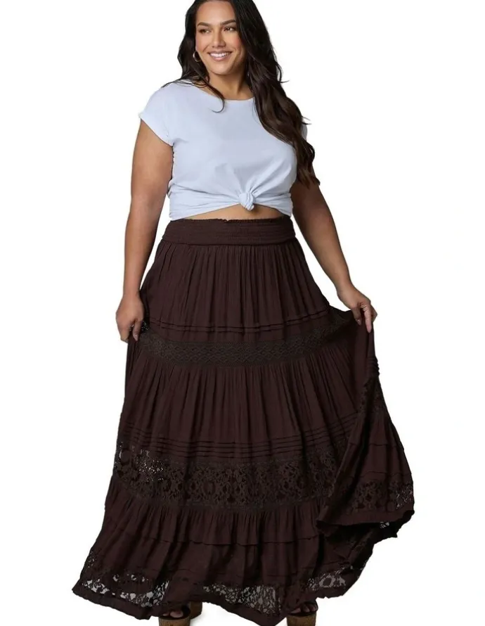 The Poetic Gypsy True Faith Maxi Skirt in Brown