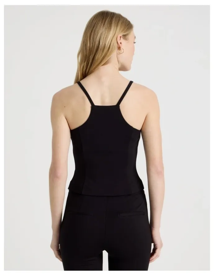 There After Asymmetric Singlet Vest in Jet Black