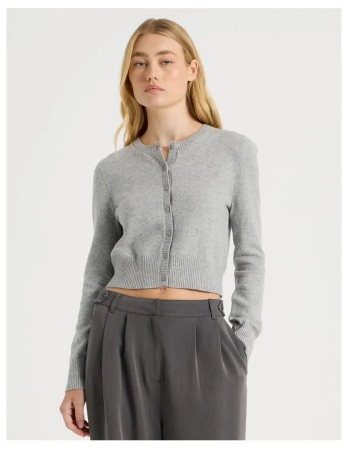 There After Button Through Cardigan in Grey Marle
