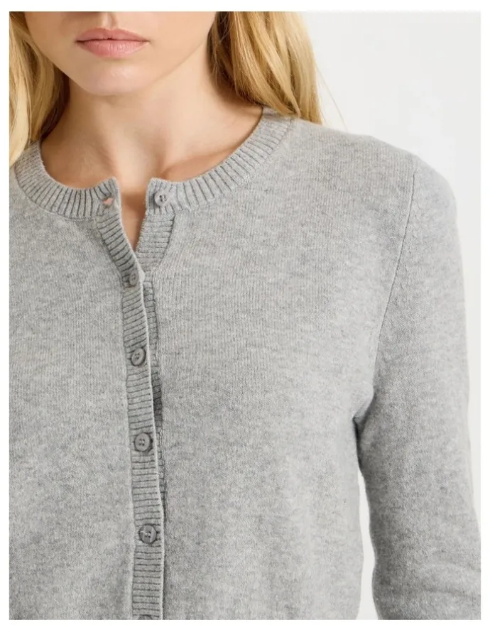 There After Button Through Cardigan in Grey Marle