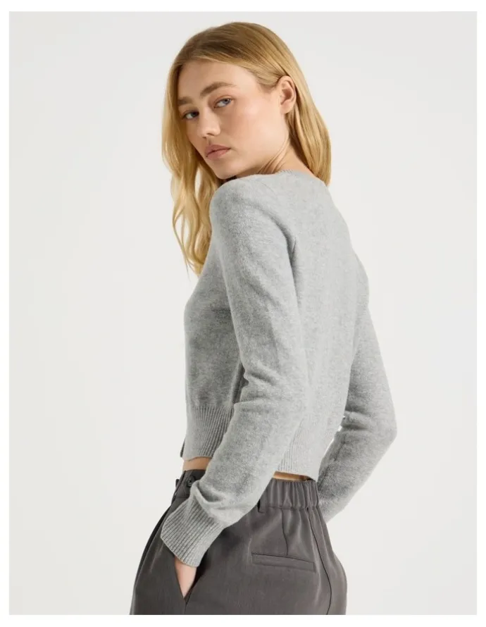 There After Button Through Cardigan in Grey Marle