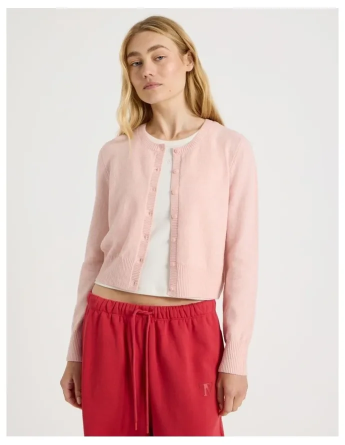 There After Button Through Cardigan in Pink