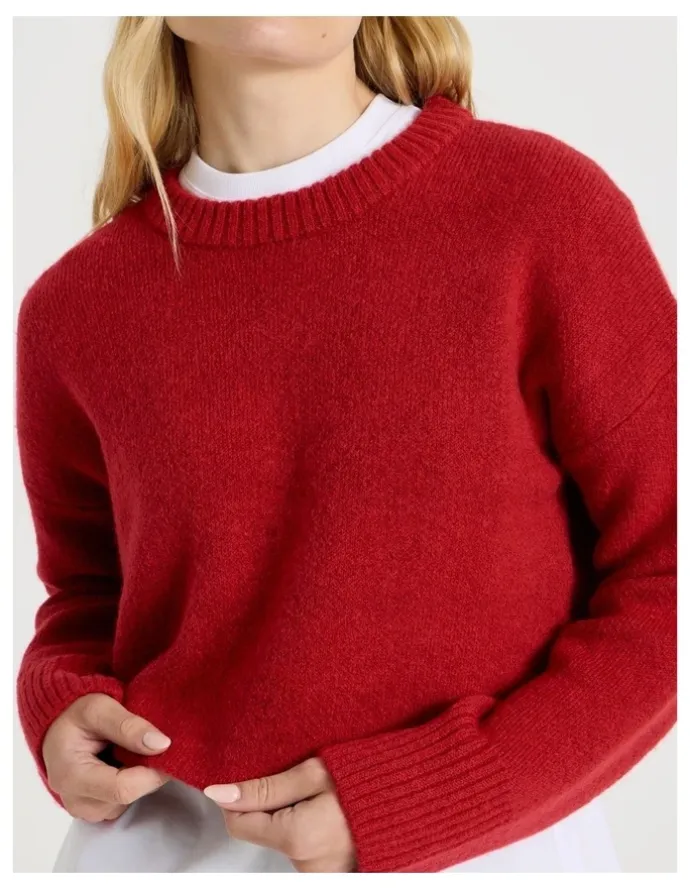 There After Crew Sweater in Red
