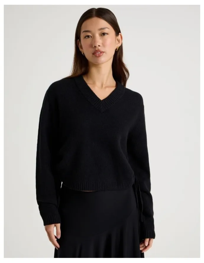 There After Gather Side Knit in Jet Black