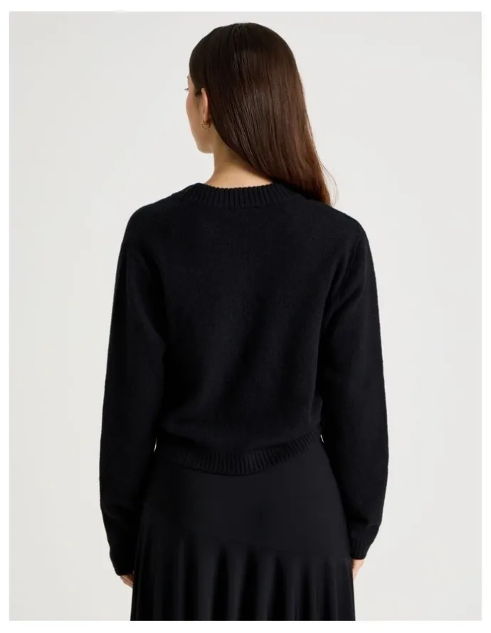 There After Gather Side Knit in Jet Black