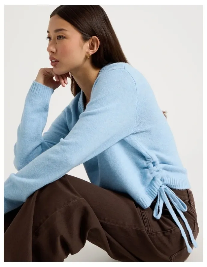 There After Gather Side Knit in Chambray Blue