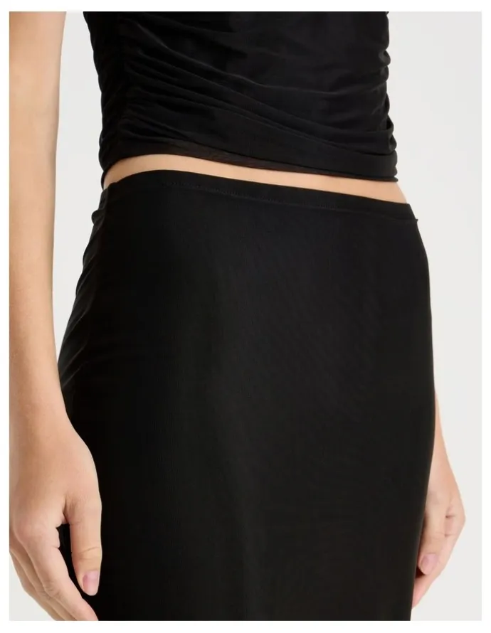 There After Mesh Midi Skirt in Black
