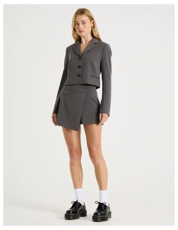 There After Mini Wrap Skirt in Charcoal