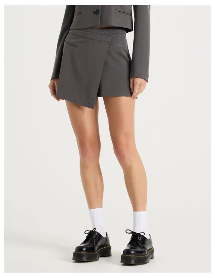 There After Mini Wrap Skirt in Charcoal