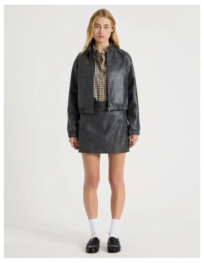 There After PU Leather Mini Skirt in Black