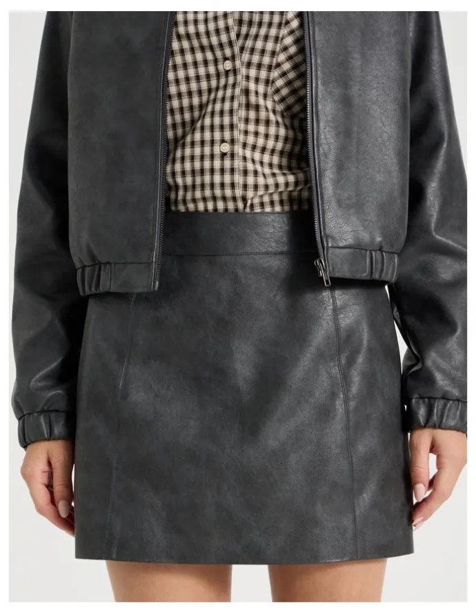 There After PU Leather Mini Skirt in Black