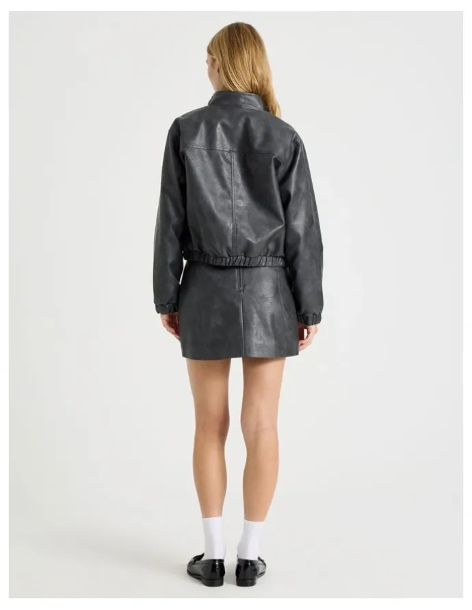 There After PU Leather Mini Skirt in Black