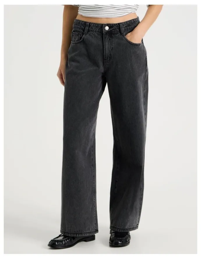 There After Low Rise Baggy Jeans in Black