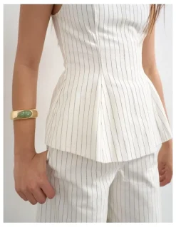 TOPSHOP PARA STRIPED HIGH NECK TOP