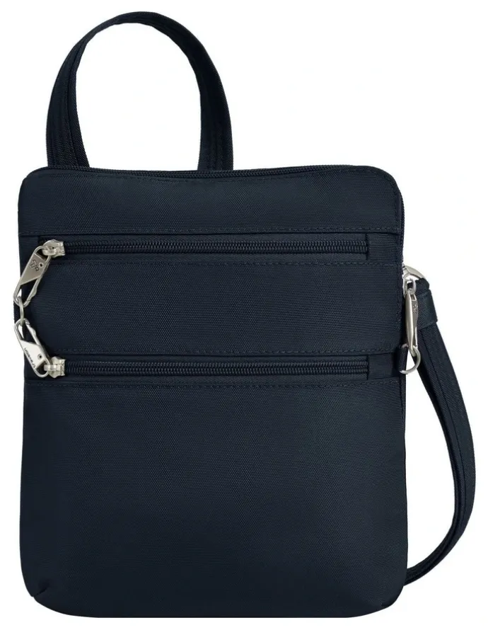 Travelon Classic Anti-Theft Slim Double Zip Crossbody Bag in Midnight