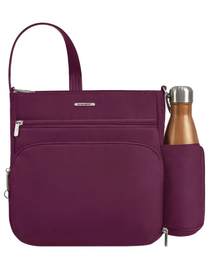 Travelon Classic Anti-Theft North/South Crossbody Bag in Burgundy