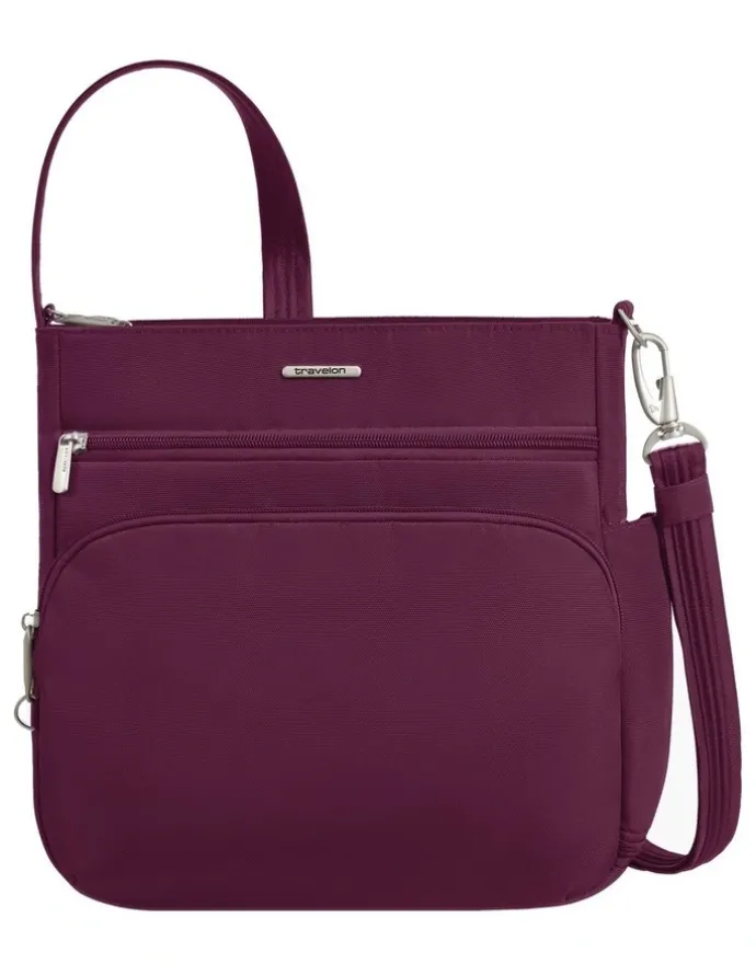 Travelon Classic Anti-Theft North/South Crossbody Bag in Burgundy