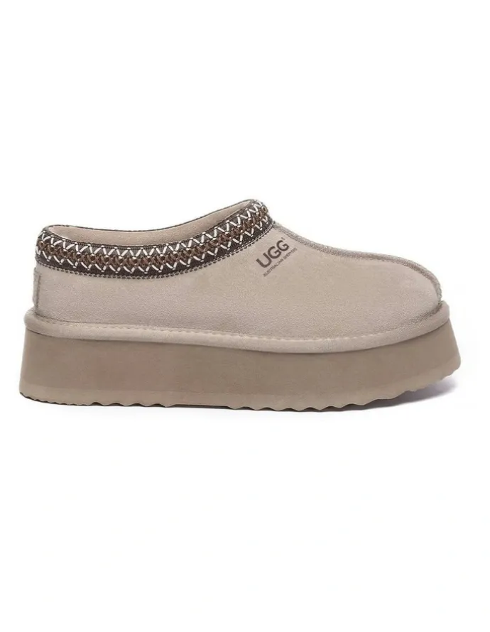 UGG Australian Shepherd Hippie Platform Slippers in Sand
