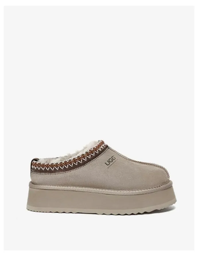 UGG Australian Shepherd Ventus Cow Suede Platform Slippers in Brown