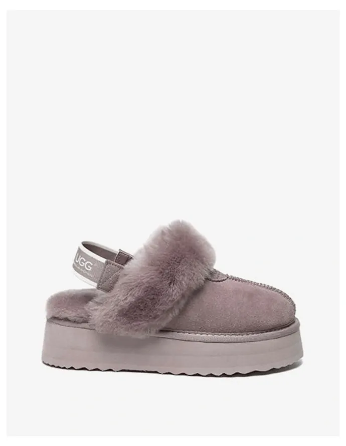 UGG Australian Shepherd Waffle Platform Cow Suede Slippers in Dawn Pink