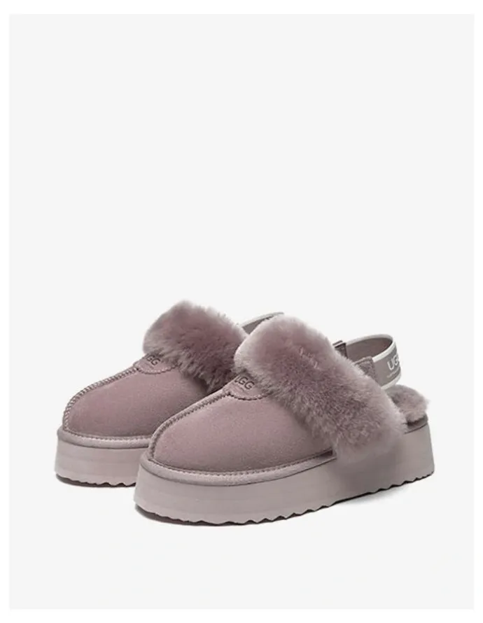 UGG Australian Shepherd Waffle Platform Cow Suede Slippers in Dawn Pink