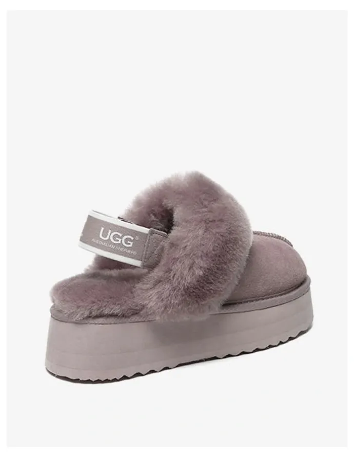 UGG Australian Shepherd Waffle Platform Cow Suede Slippers in Dawn Pink