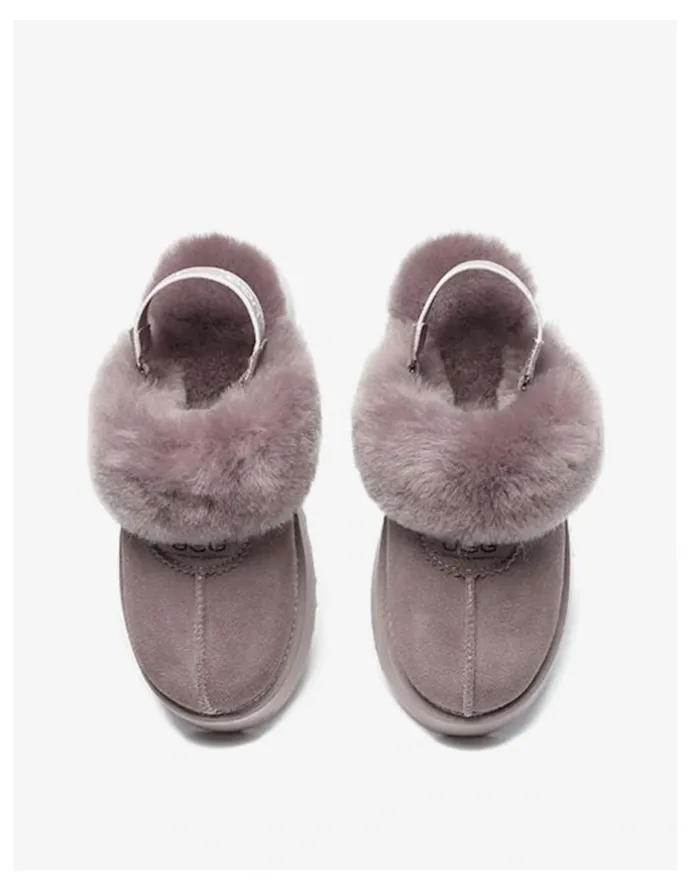 UGG Australian Shepherd Waffle Platform Cow Suede Slippers in Dawn Pink
