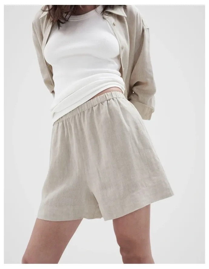 Unison Essential Linen Shorts in Grey