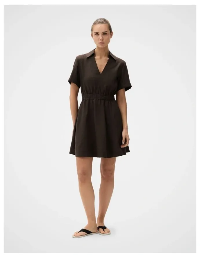 Unison Collared V Neck Dress