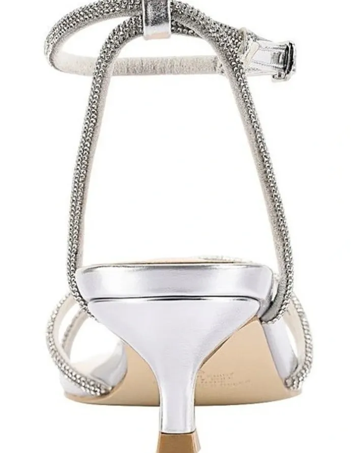 Verali Ally Kitten Heel Sandals in Silver